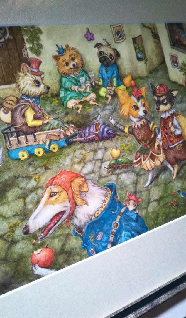 ✴️特別価格【原画】『トオボエ通り』（絵画　犬　チワワ　パピヨン　パステル画）