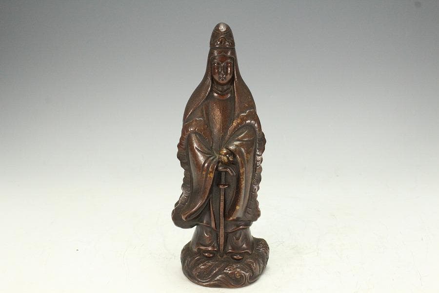 古備前 観音菩薩像 葡萄木敷き板(K-A645)