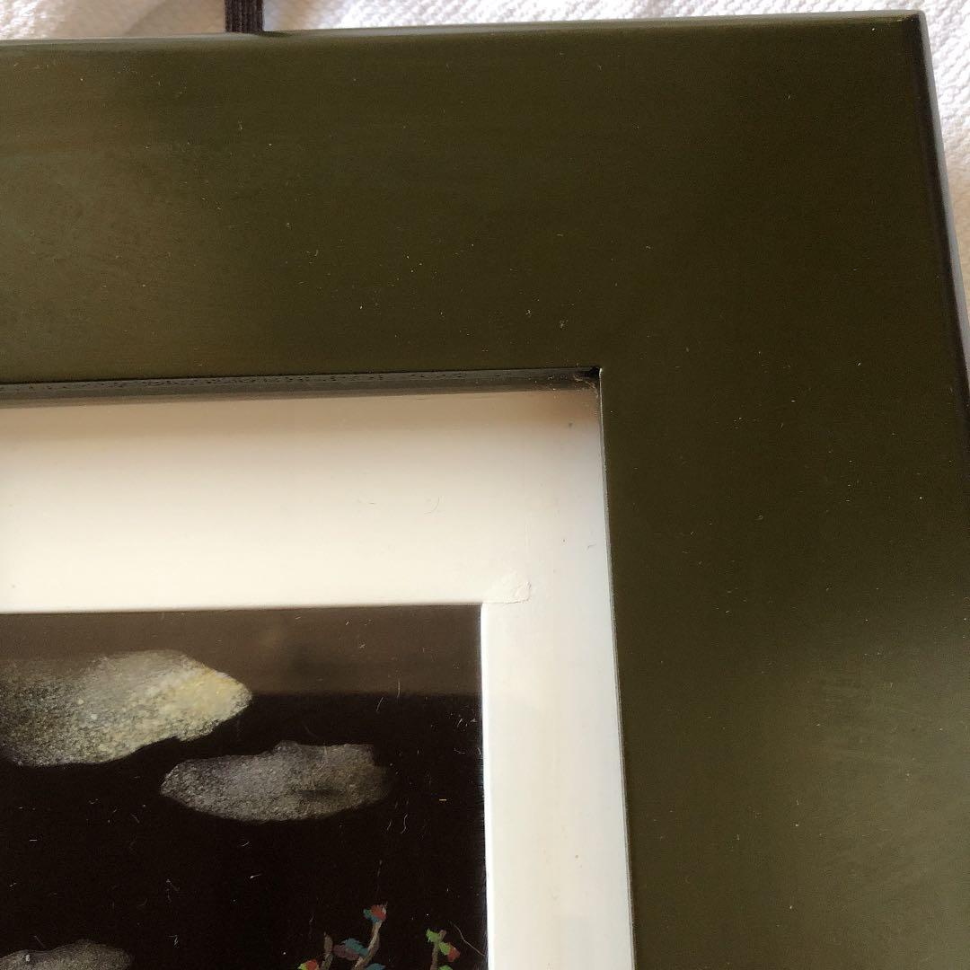 ハンドペイント　新品未使用　黒　風景画　モダンアート　漆塗り　飾り　額縁