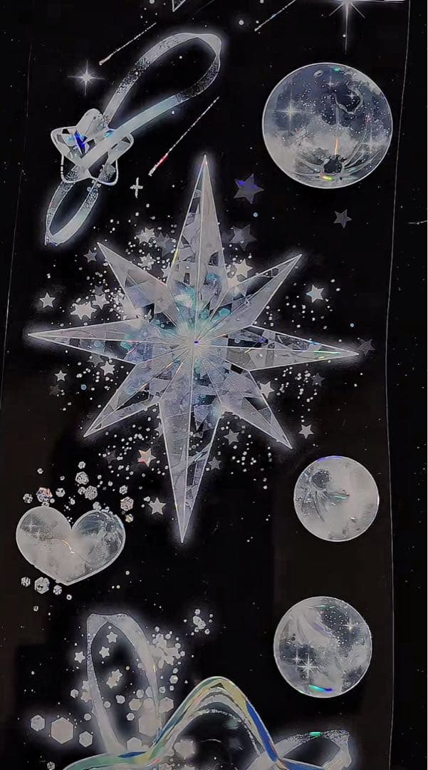 【9460】海外　マステ　3/5/巻　貝殻光マスキングテープ　惑星　青　装飾系