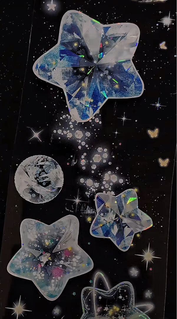 【9460】海外　マステ　3/5/巻　貝殻光マスキングテープ　惑星　青　装飾系