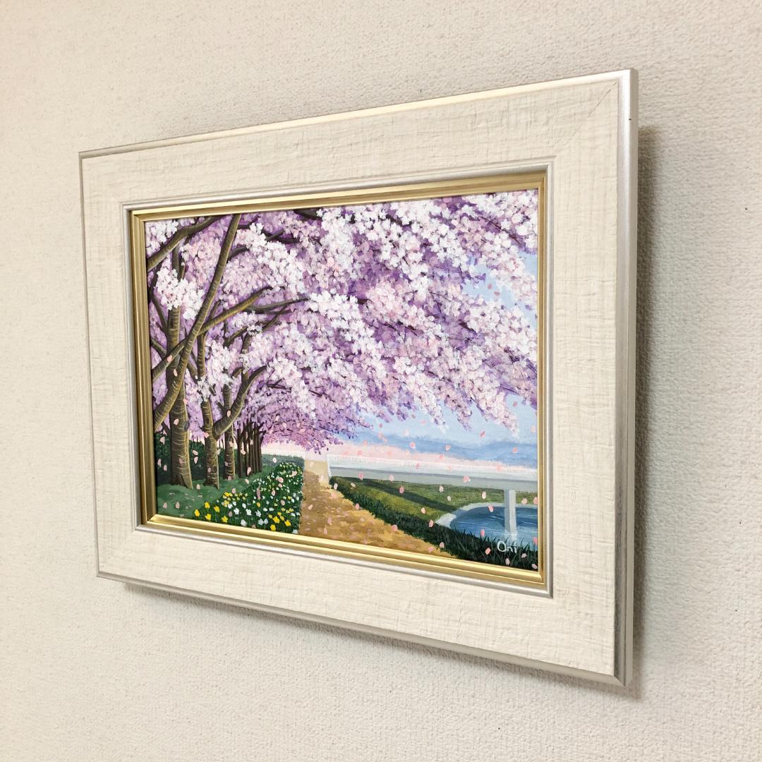 アクリル画　原画　「春爛漫03」額縁付　F4サイズ　キャンバス