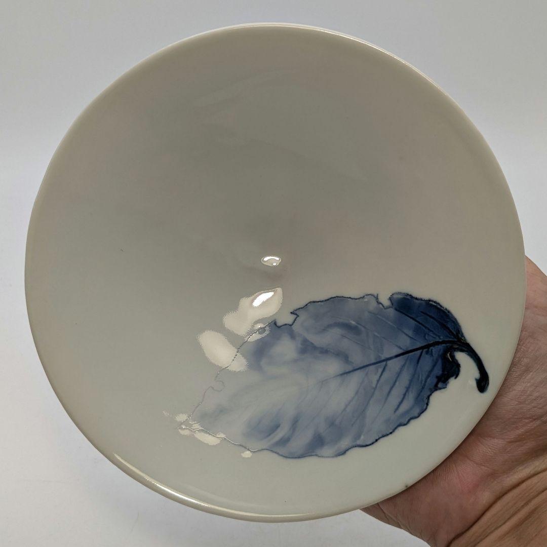 加藤巌 京焼 染付茶碗 共箱 木葉文 清水焼 抹茶碗 抹茶茶碗 茶道具 茶器