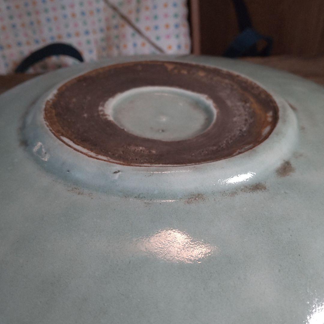 初期伊万里～淡青磁草花文様尺越大皿