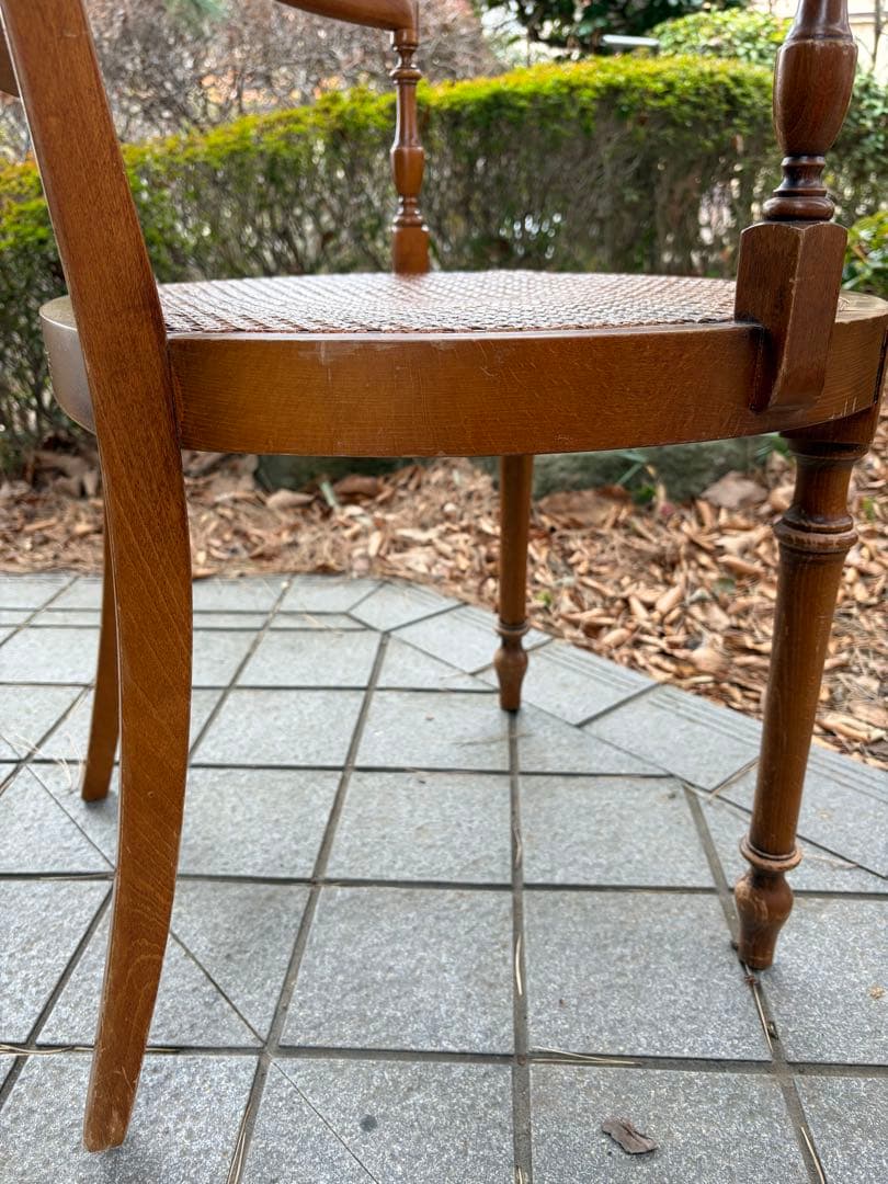 難あり アンティーク 木製ラタンチェア クロスデザイン 椅子 アールデコ