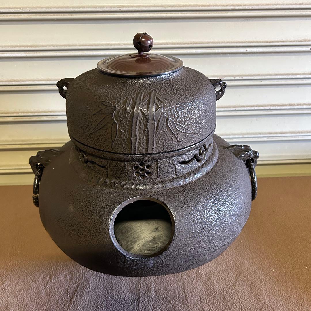 CL10★茶道具★ 茶釜 風炉釜 上鬼面大 昭和レトロ 工芸品