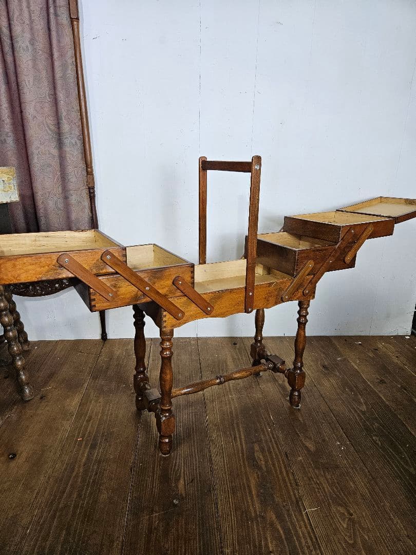 フランスアンティーク ソーイングボックス 木製 レトロ ディスプレイ 小物入れ