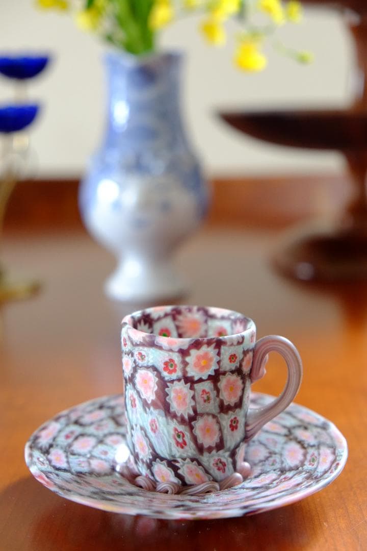 ミルフィオリ カップ＆ソーサー グラス 吹きガラス 江波冨士子/ムリーニ ガラス