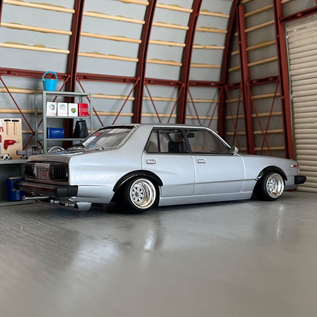 プラモデル車完成品　アオシマ　1/24  ジャパン4Dr  街道レーサー 旧車