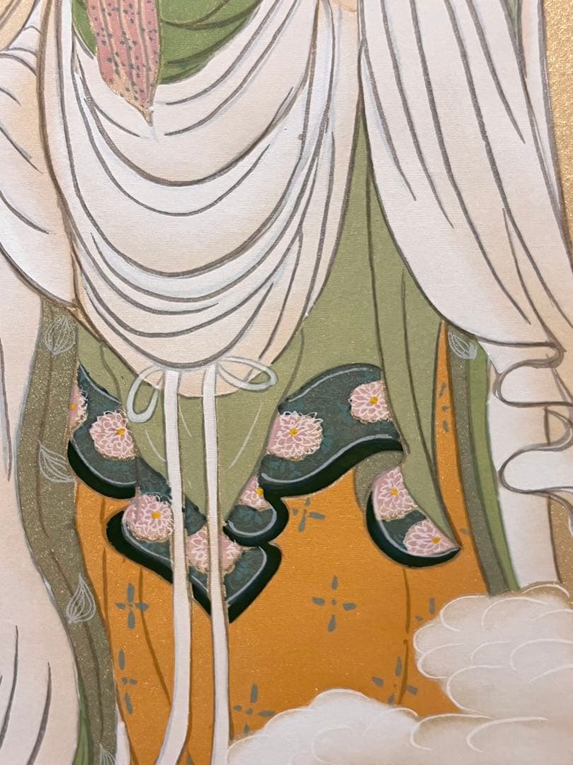 田中浩伸 掛軸 掛け軸「雲上観音」仏画仏教美術 白衣観音 茶掛 日本画 直筆