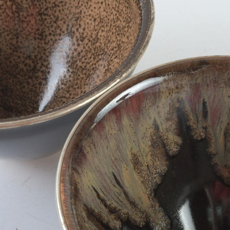 茶道具　平安　万代草山作　天目茶碗　七種　共布共箱　M　9329A