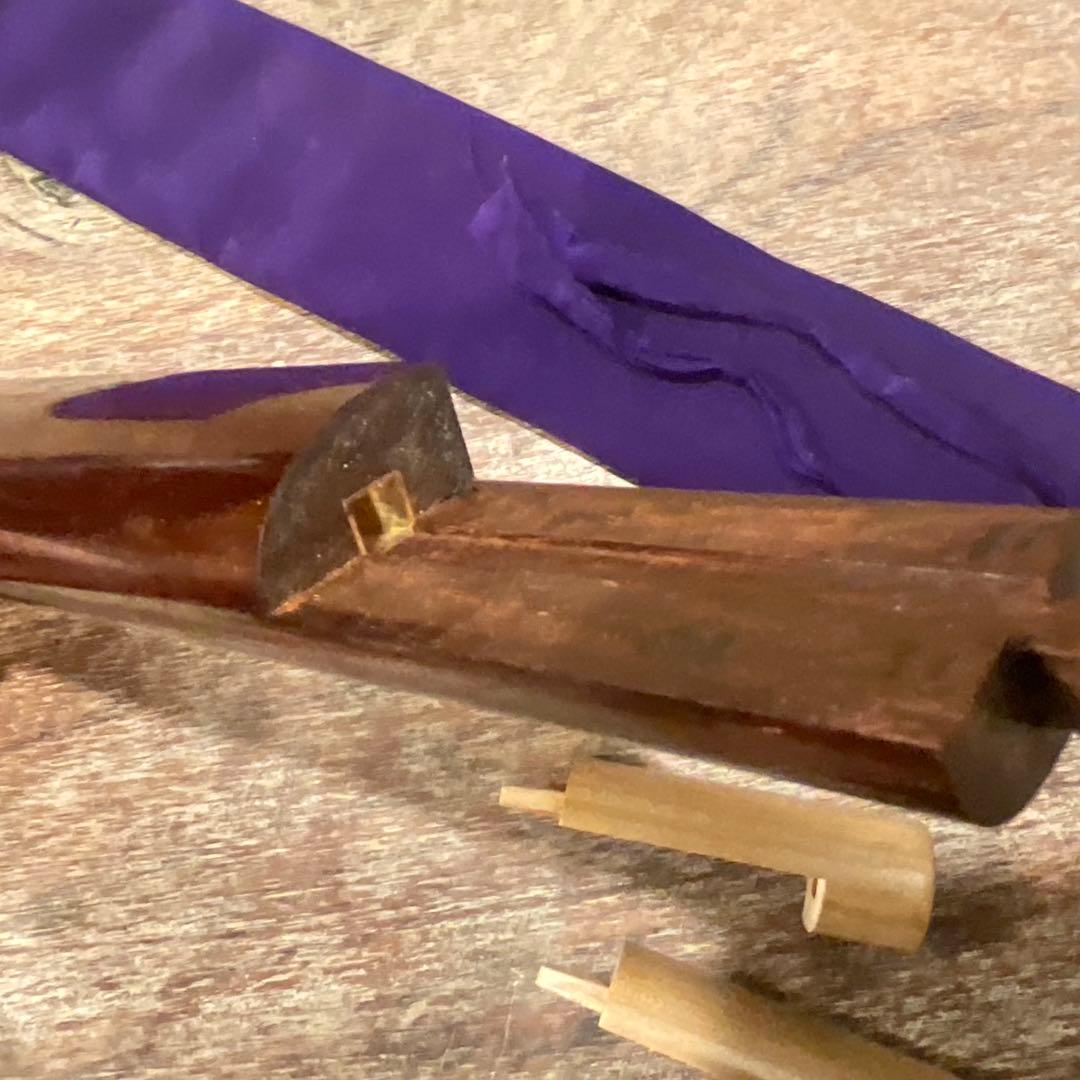 三味線 中棹 金細 金ホゾ 竿 金継ぎ 紅木 収納袋 高級品