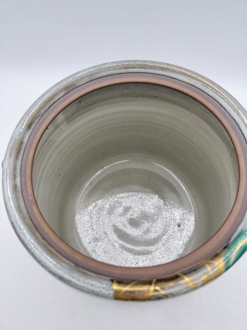 c810 【未使用】水指 乾山写 耳付 夕顔 中村秋峰 木箱 茶道具 古物