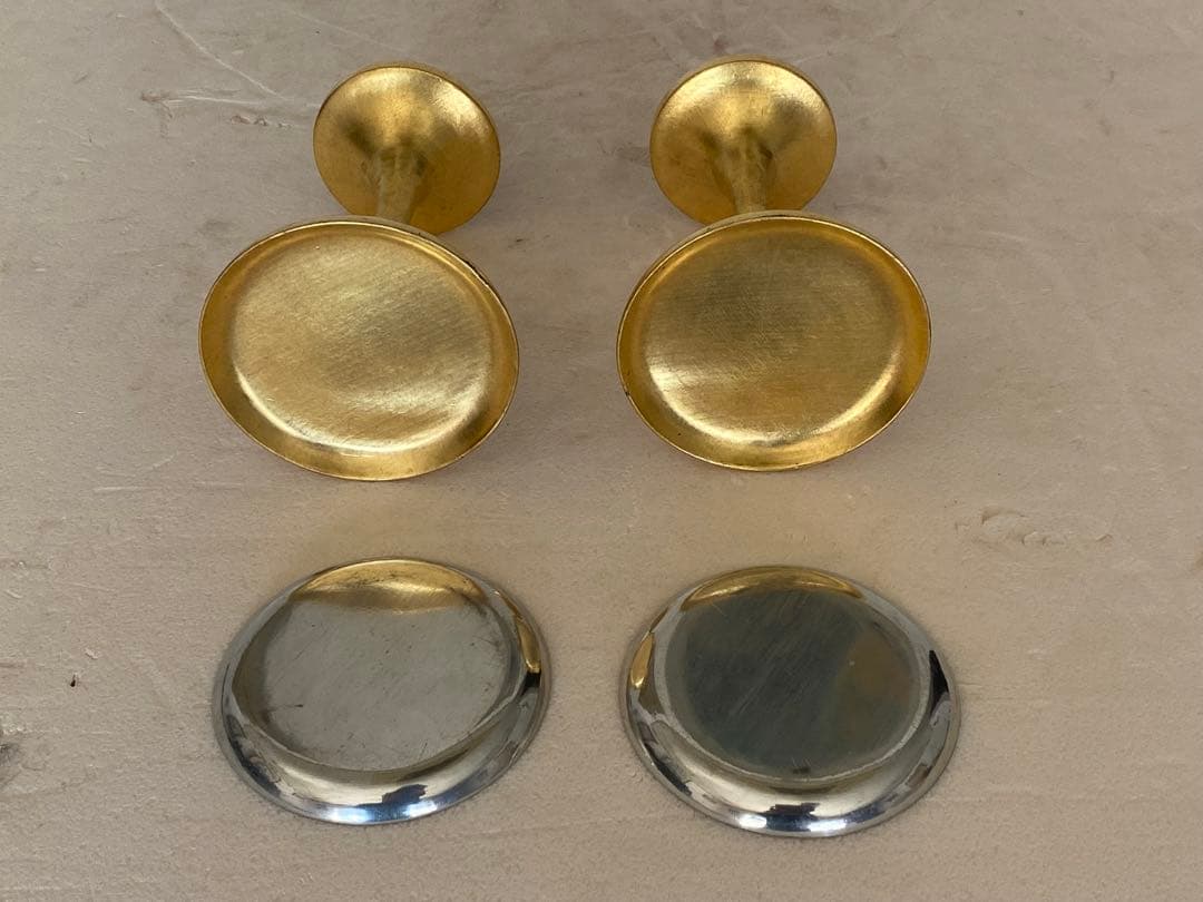 仏具　お供え台　1対　 高さ15.0cm 受け皿10.5cm