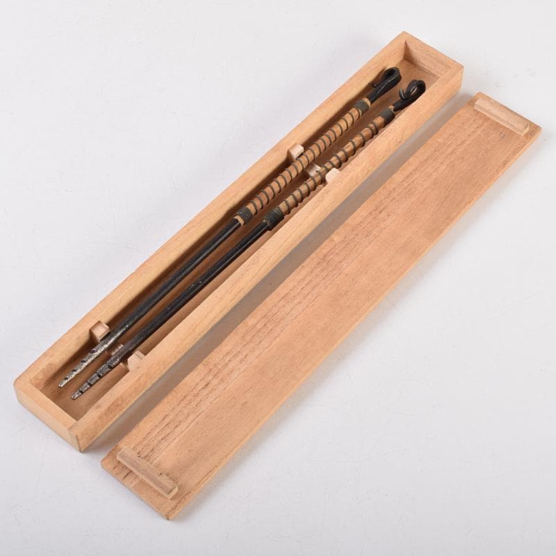 茶道具　金工師　木村清五郎造　古鉄　美津火箸　共箱　M　R9486