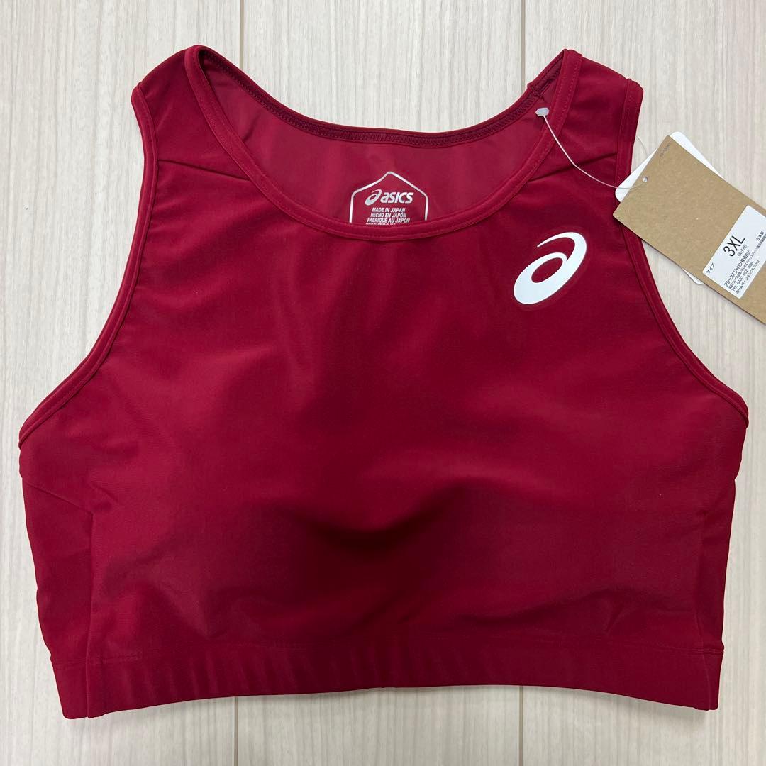 アシックス　女子陸上ユニフォーム上下セット　エンジ×ダークグレー　3XL　新品
