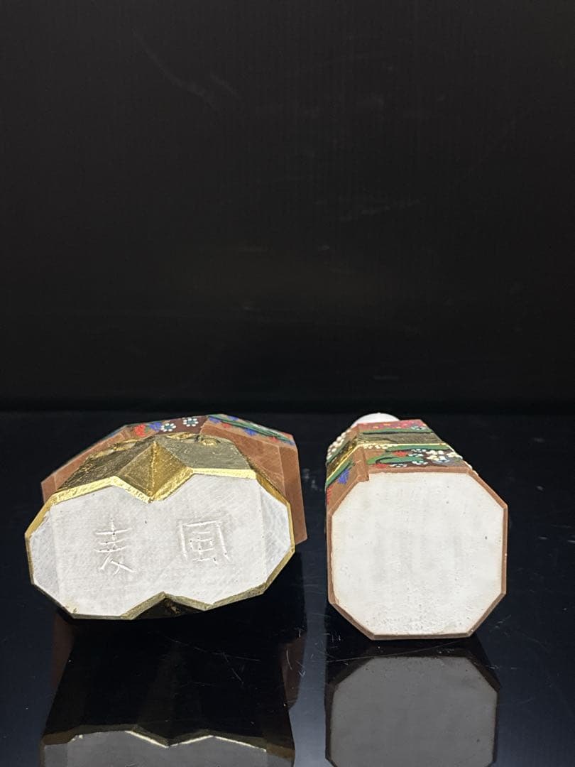 奈良 一刀彫 名人 鎌田麦風 造 立雛 置物 共箱付