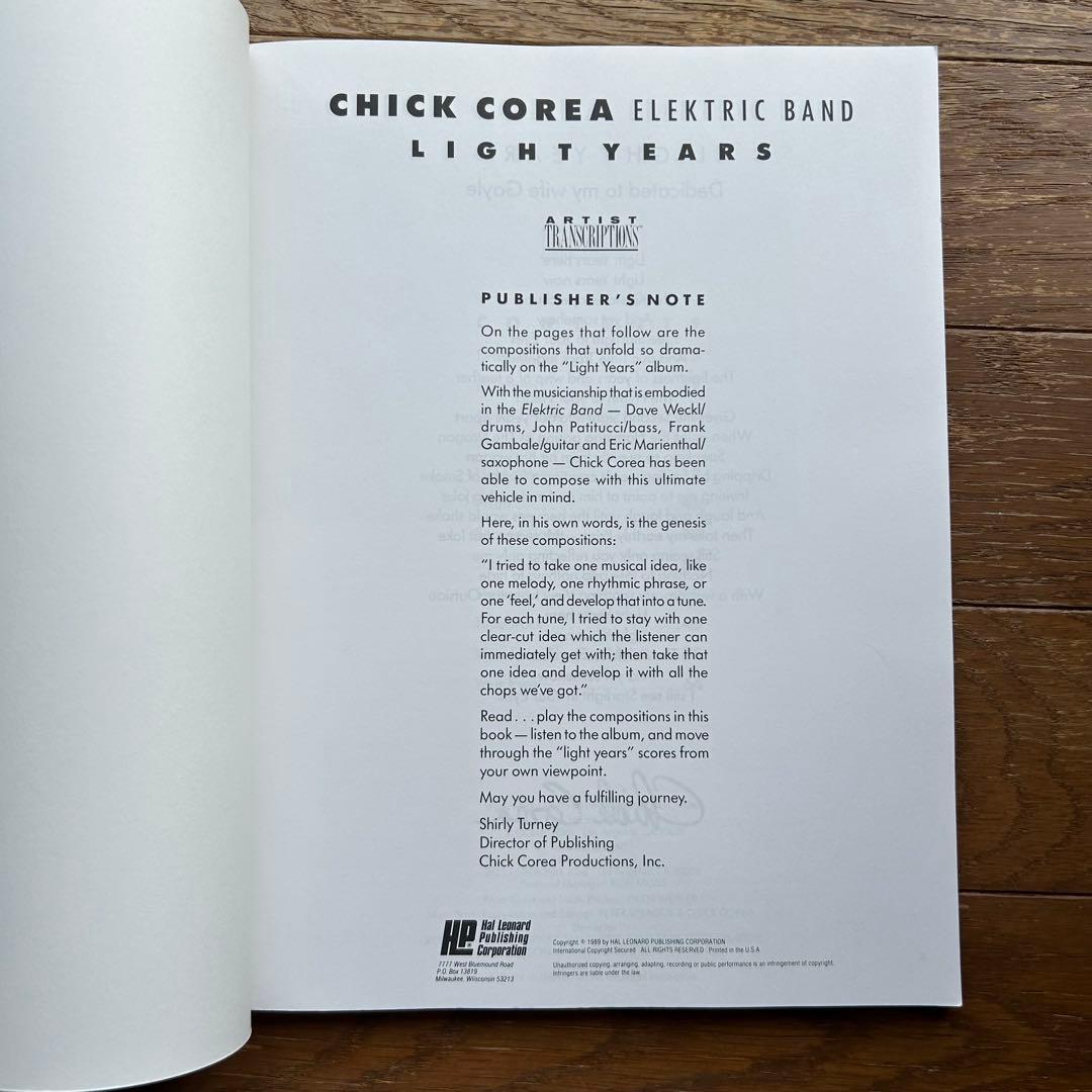 チックコリア・エレクトリックバンド/ライトイヤーズ ピアノ KEY譜 スコア