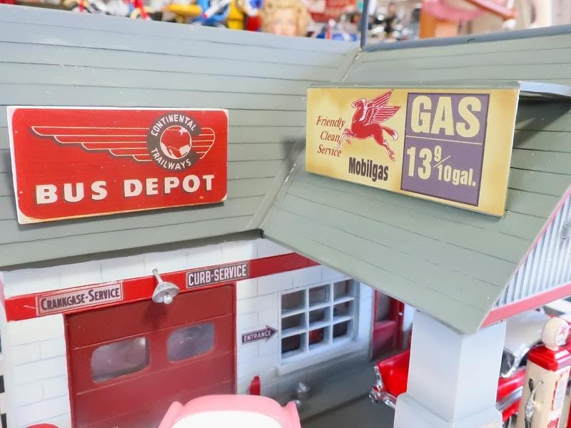 爆レア★1/43 モービル石油 ガソリンスタンド ジオラマ模型