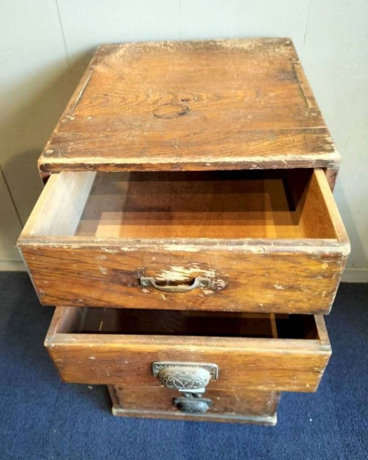 木製5段引出し　小型引出し　レトロ　ヴィンテージ　タンス　昭和