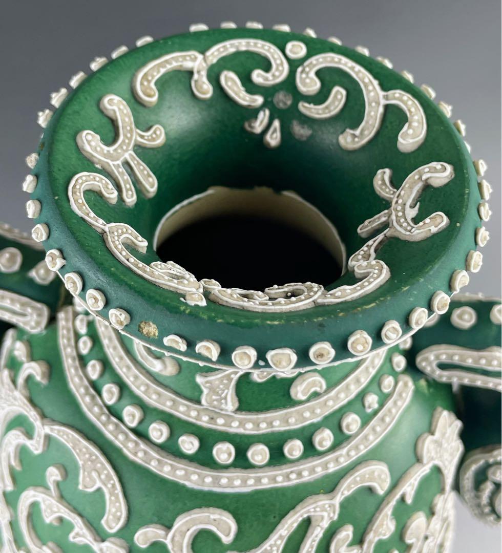 【大型３６．５㎝】オールドニッポン アールヌーボー 一陳盛り 花瓶 真珠盛り