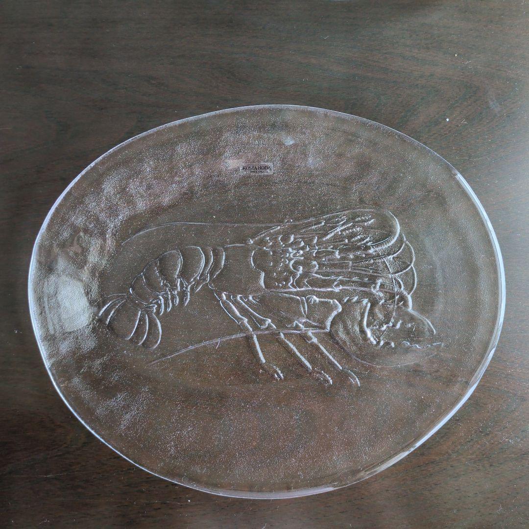 KOSTA BODA エビ彫刻 ガラスプレート　2枚セット