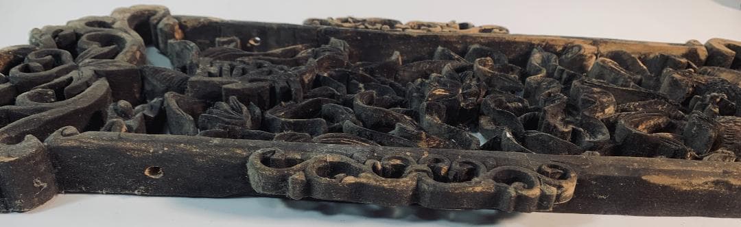 清代後期 木彫透かし飾板「春寿図」 鳥花文様清代後期〜民国初期頃の吉祥建具装飾