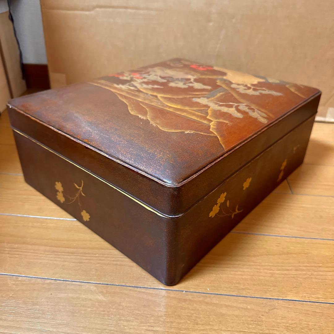 金蒔絵吉野山図硯箱 明治時代-19世紀頃 硯 水滴 双鹿 内梨子地漆器文房具