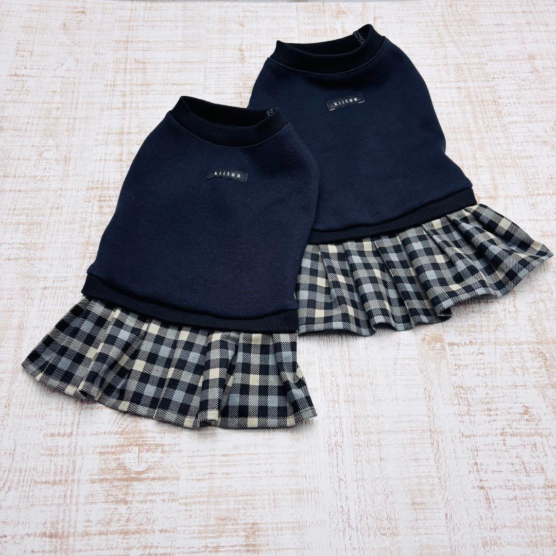 【オーダーページ】　犬服　ボンバーヒートのツーピース　グレーチェック