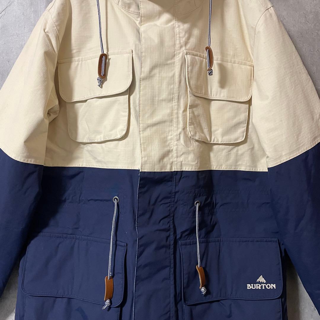 Burtonバートンスキーウェアスノーボードジャケットパーカーフード紺ネイビー白