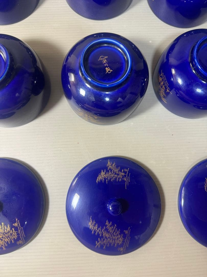 2488 深川製磁　茶器セット　急須1客　湯呑蓋付10客