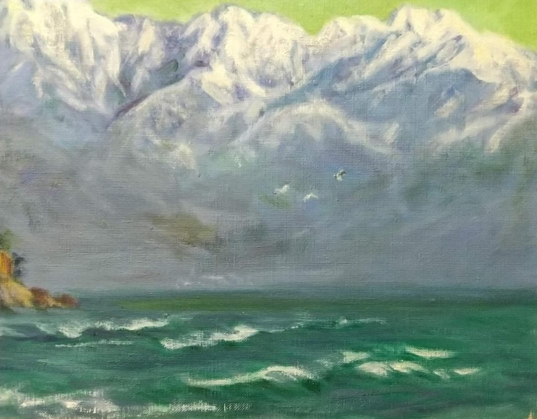 「立山連峰」M10 絵画 油絵 油彩画 風景画 北アルプス 額縁 額装 古径