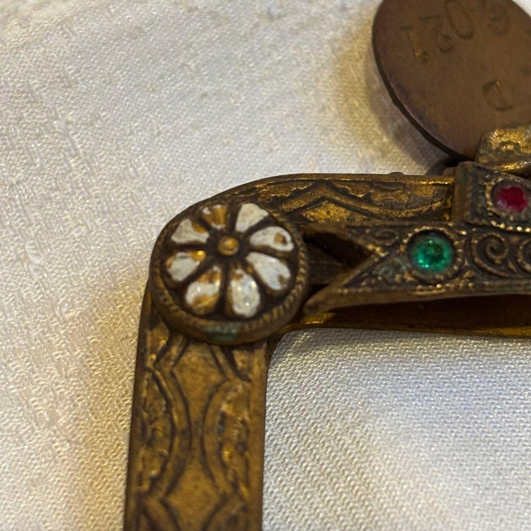 訳あり【希少・フランス製】アンティーク 口金金具　プチポアン サンプルタグ付