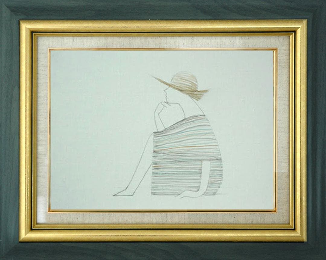 油絵 菅家令子 絵 絵画 インテリア 額付(黒) F4-071812 人物 女性