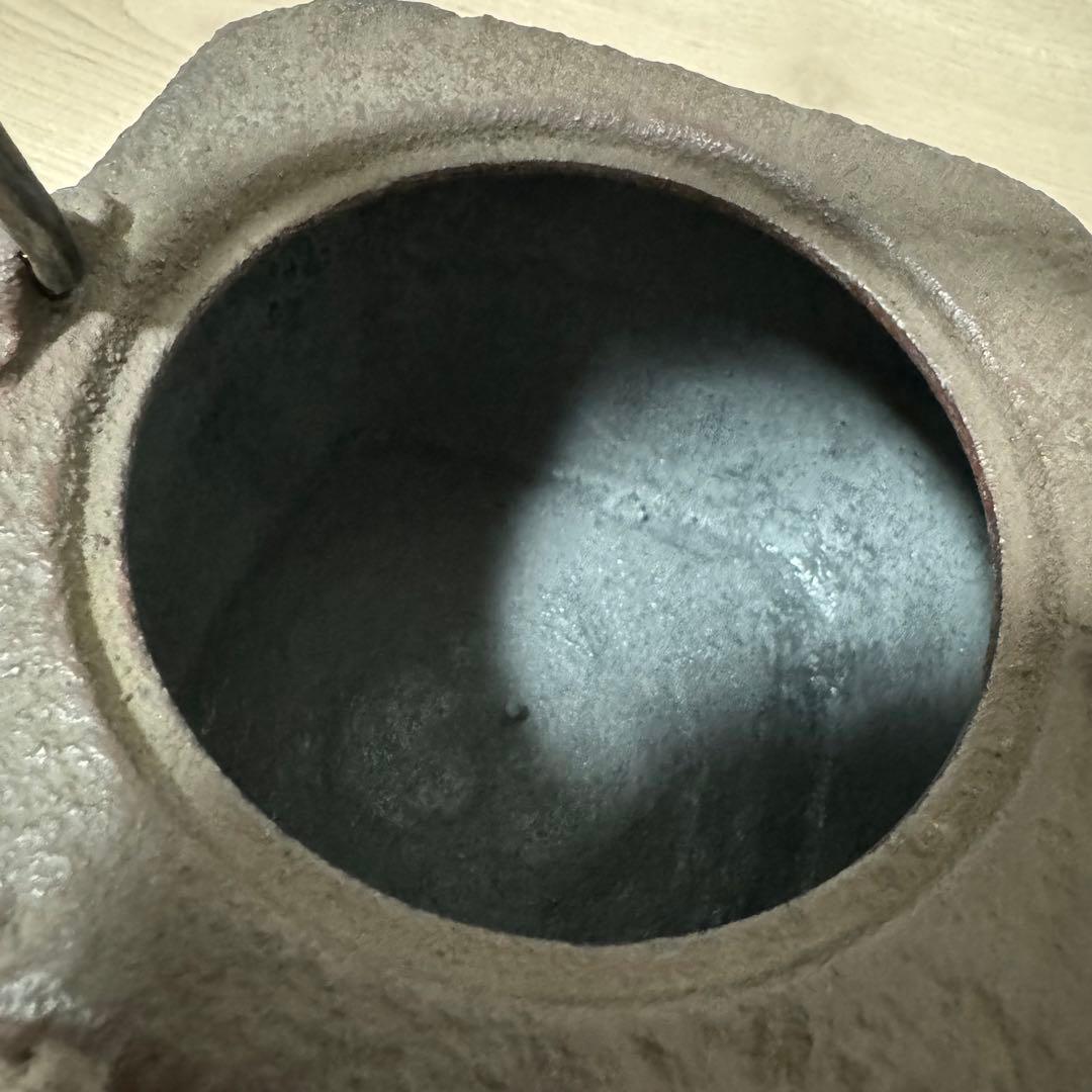 【希少】鉄山在銘　鉄瓶　焼蓋付　木箱付