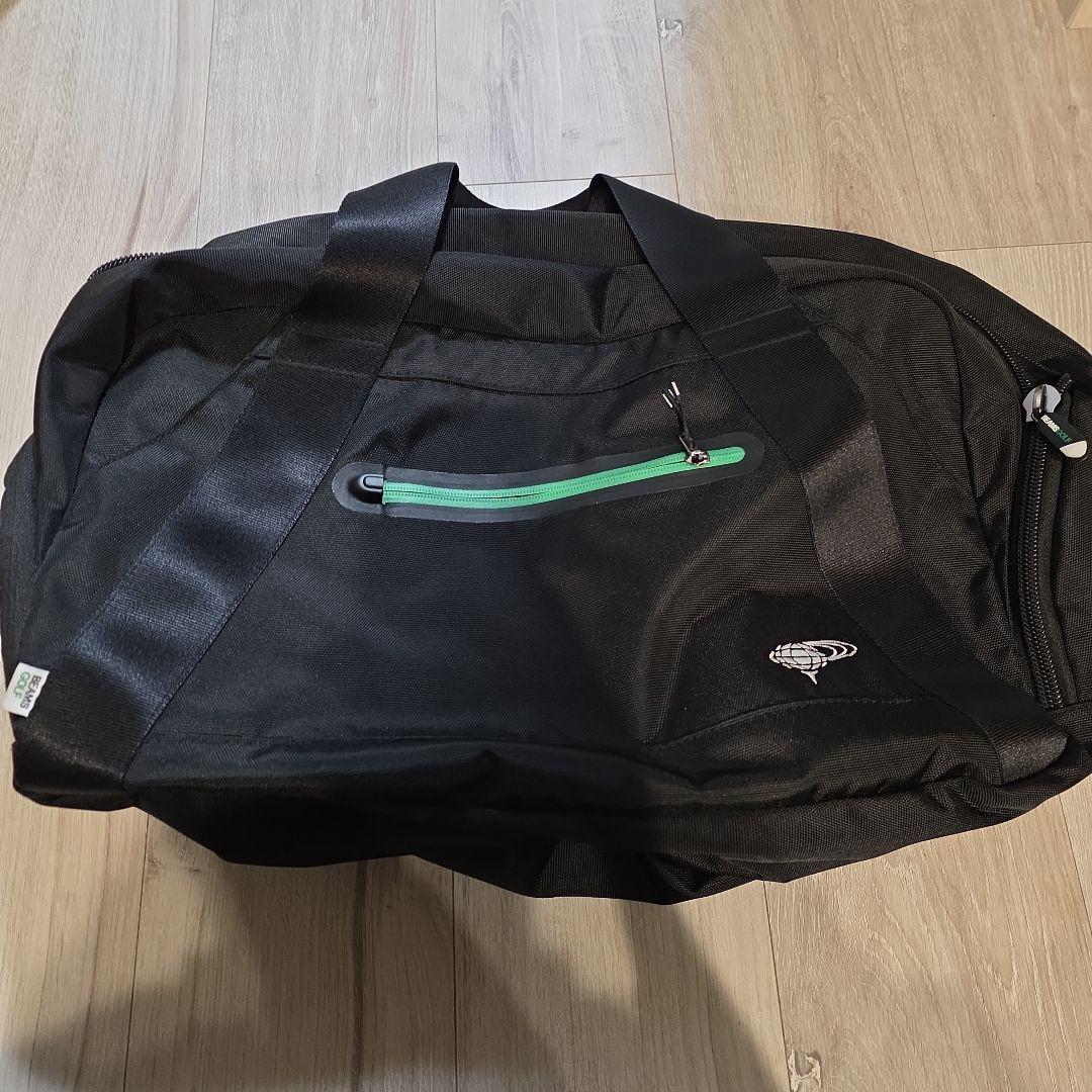 【美品】BEAMS GOLFシューズケース付き ボストンバッグ ブラックグリーン