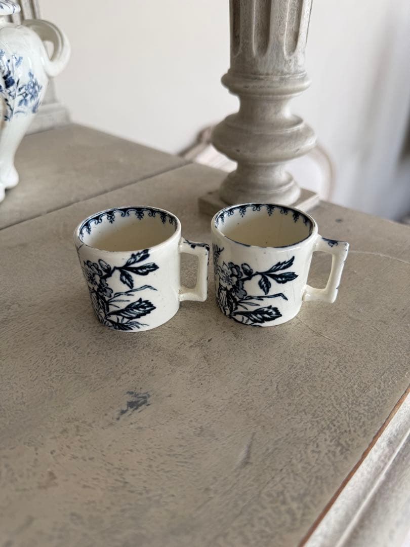 フランスアンティーク陶器リュネビィルMesangeディネットおままごとカップ