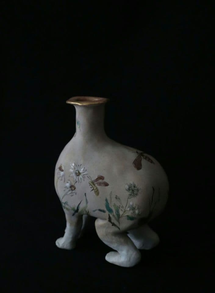 北井真衣さん　アニマルセラピー　壺　九谷焼