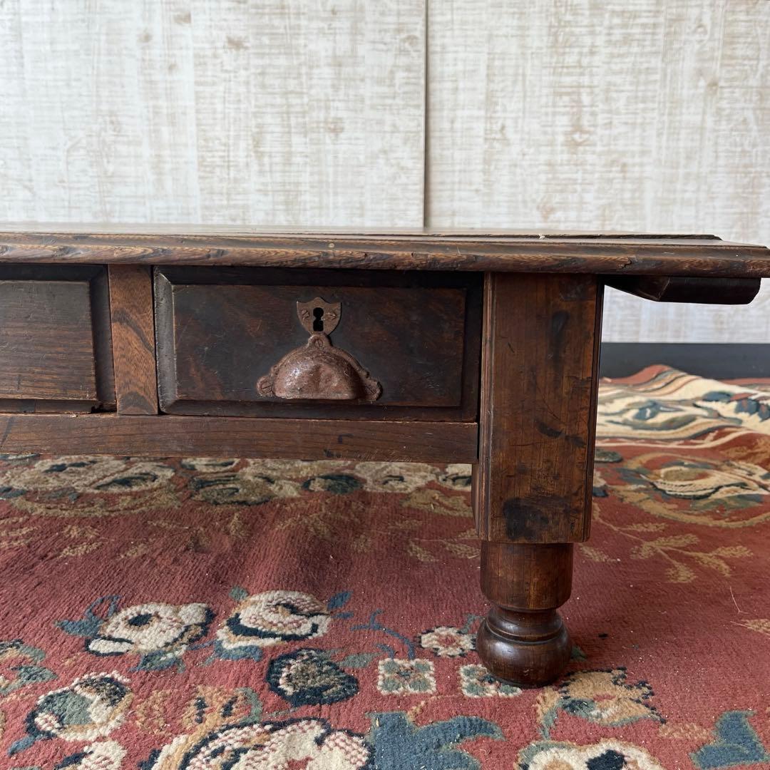 【アンティーク】木製 文机 コーヒーテーブル 引出し 昭和レトロ 古家具 書斎机