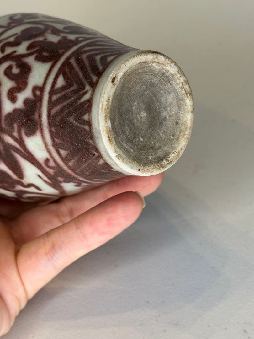 中国 明朝 釉裏紅 小壺 小瓶 花器 古磁器 骨董品