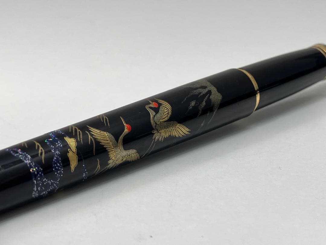 PLATINUM 万年筆 蒔絵 鶴 ペン先18Kプラチナ富士山【A896】
