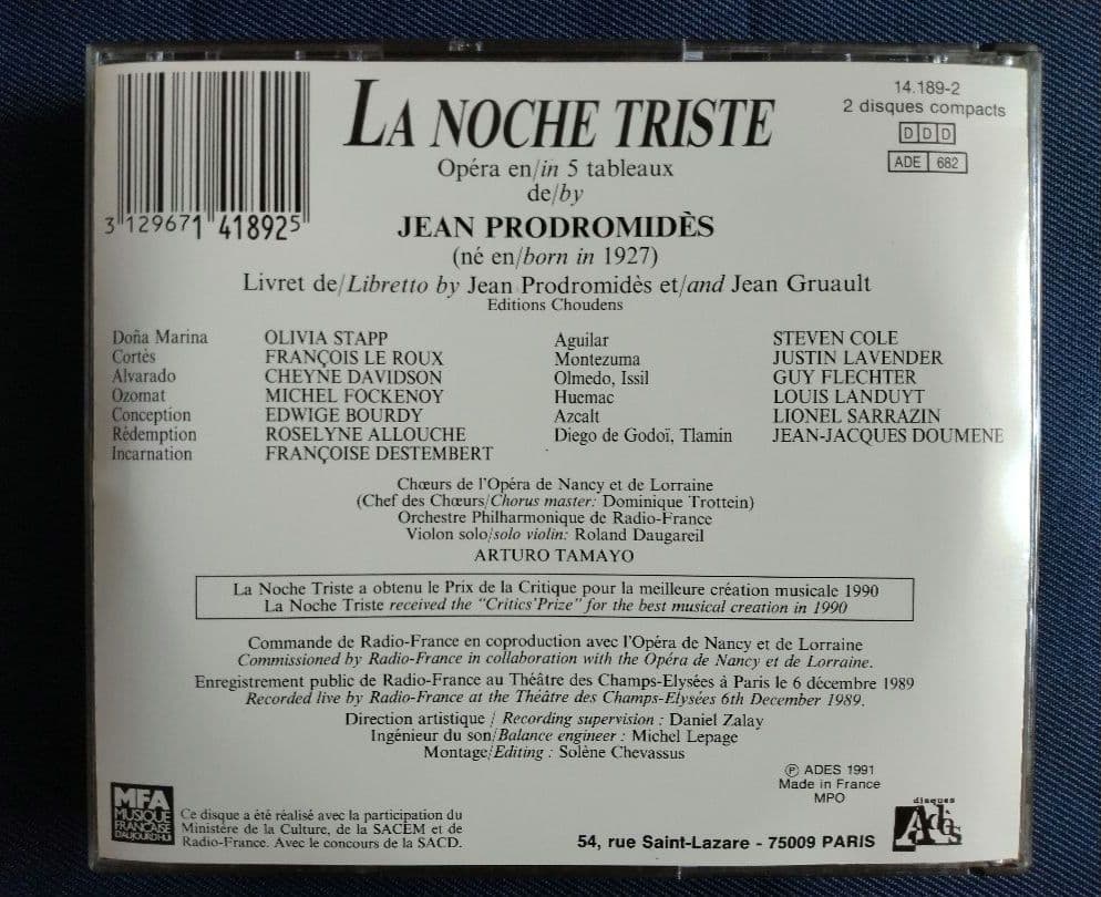 ジャン・プロドロミデス　歌劇「悲しい夜」　A·タマヨ指揮　Ades盤