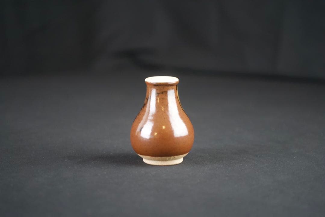 【茶道具】膳所焼 淡海ぜぜ 陽炎園 鶴首? 茶入 仕覆付 共箱