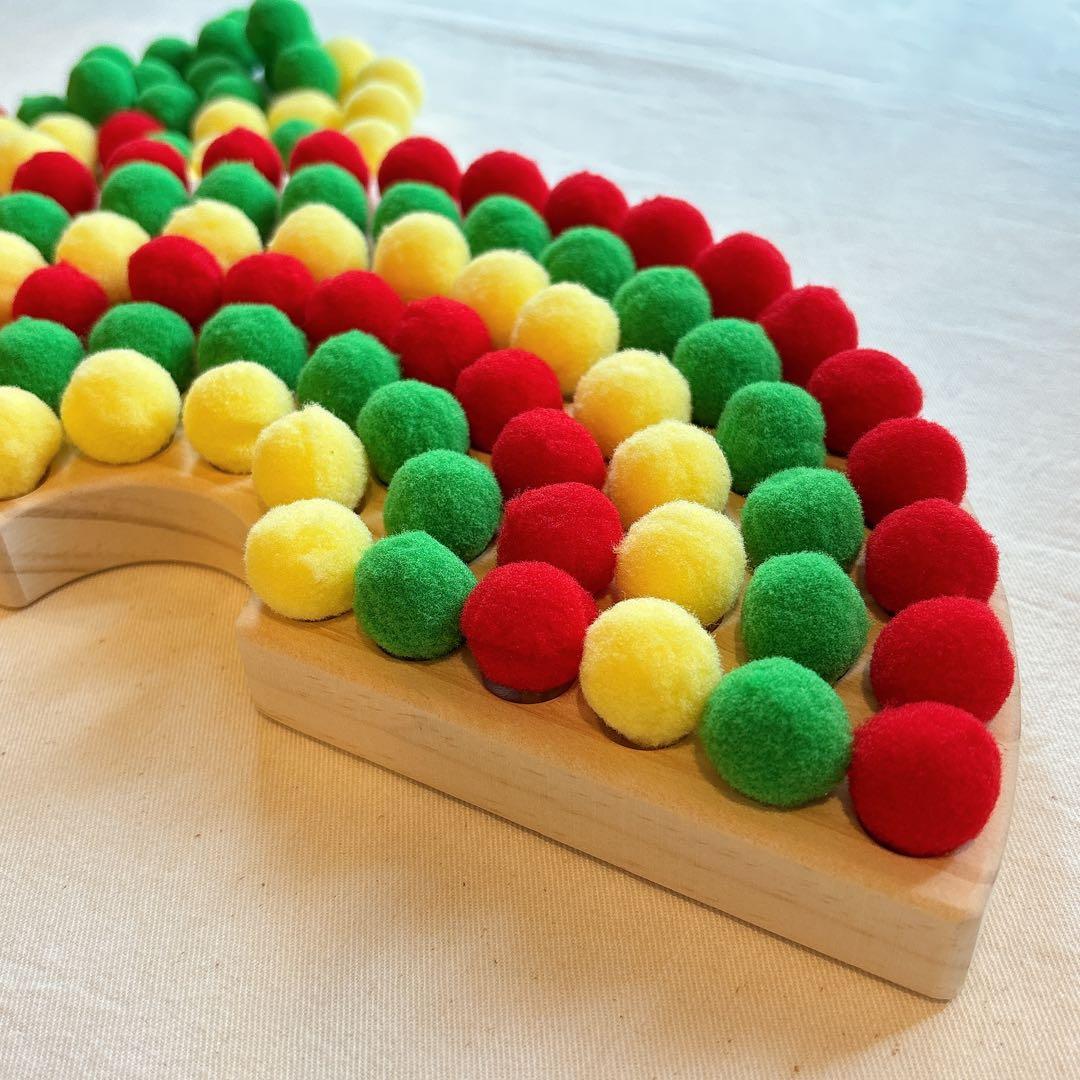 箸トレーニングおもちゃ 知育玩具　虹　パズル　ボールマッチング　指先訓練