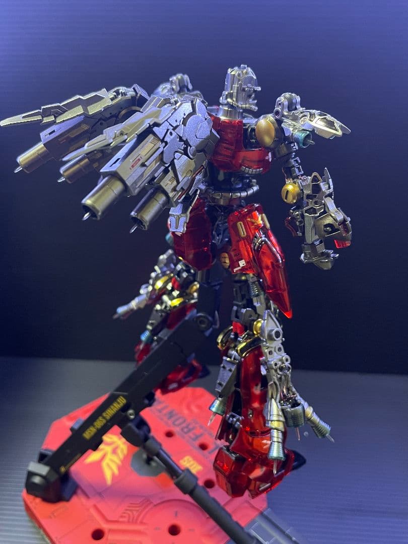 ま*お様 ガンプラRGシナンジュクリアカラーメカニカルコアメッキ調LED発光全塗