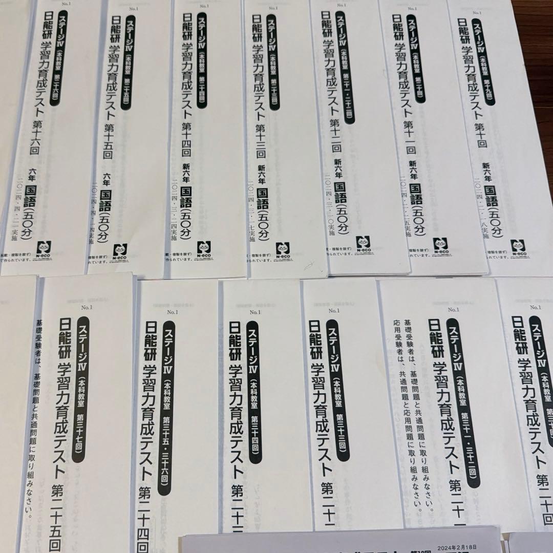 日能研　6年　前期フルセット　学習力育成テスト