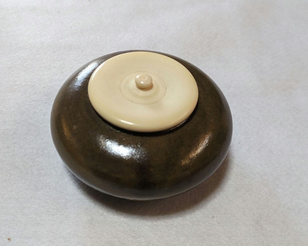 茶入 大海茶入 丹波 尾中窯 市野克 日月緞子 西陣織