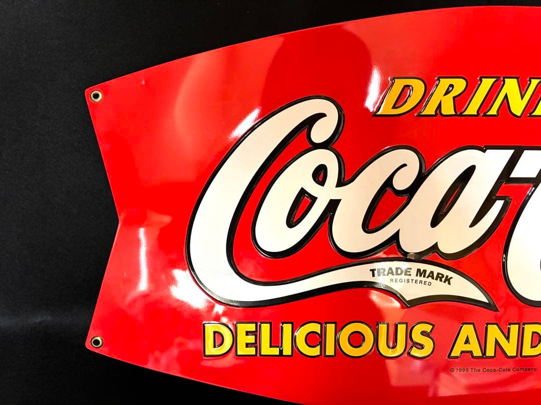コカコーラ　サイン　看板　リボン　フィッシュ　アメリカン雑貨　ビンテージ
