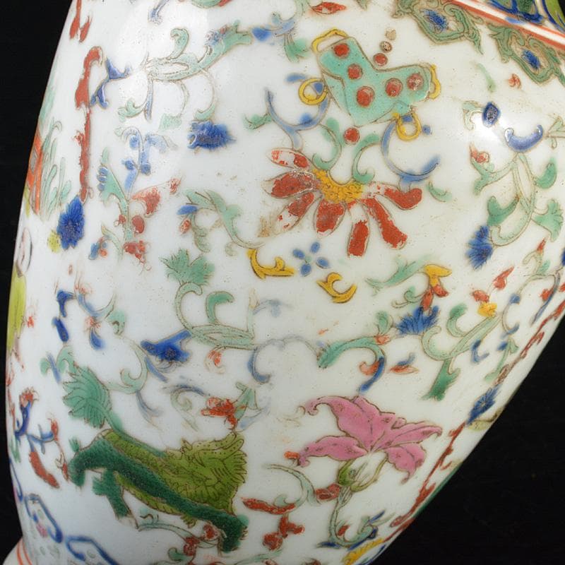 中国　粉彩　人物花神獣文瓶　M　R7322