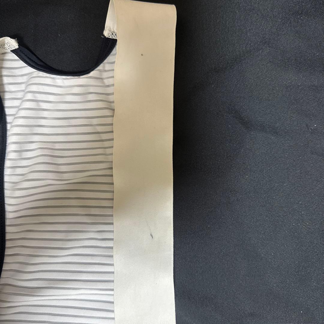 DOTOUT ストライプ肩ひも 膝下7分丈　ビブタイツ　L